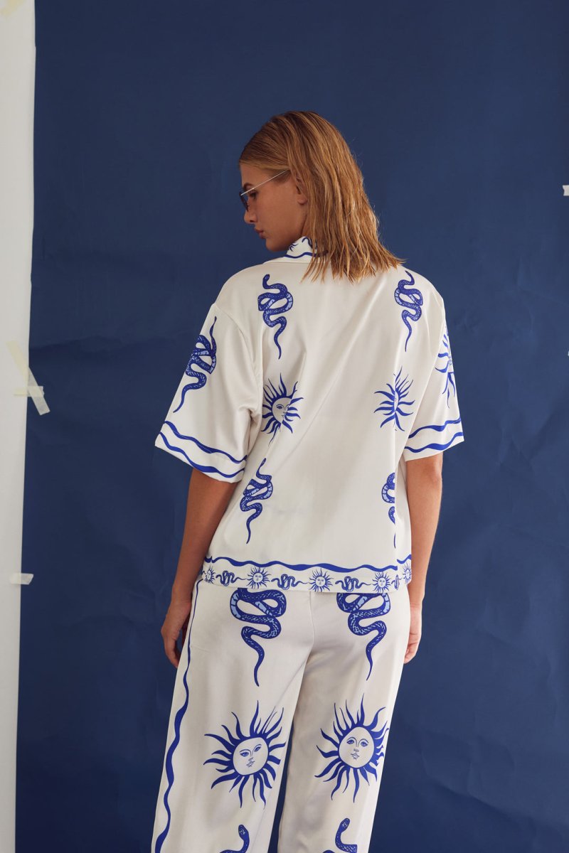 Noella Bukser - Kimona Pants Chana Blue Print - XS/S - Diversita -
