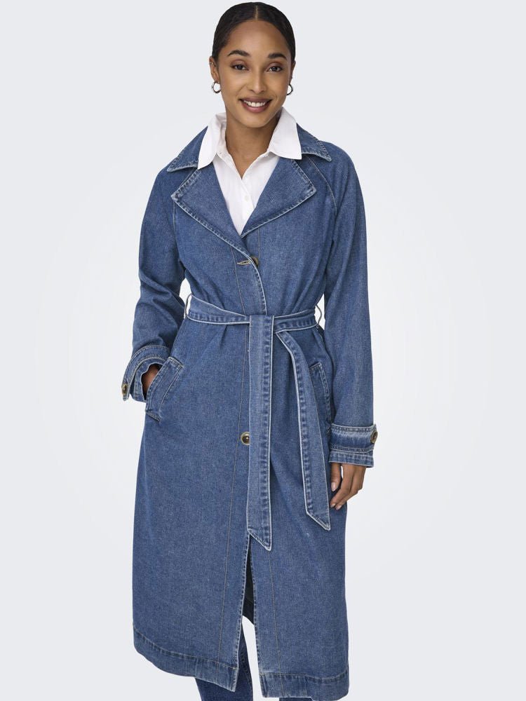 ONLY Jakke - Onlmalou Lang Trenchcoat Med Bæltelukning Og Sidelommer - XS - Diversita -