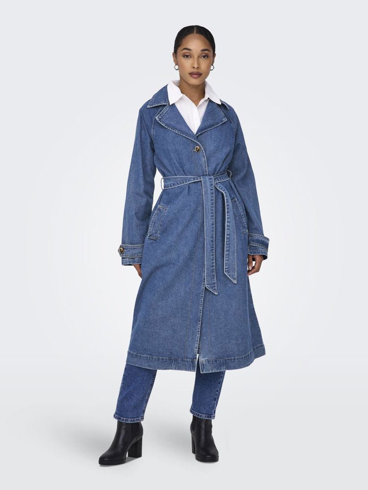ONLY Jakke - Onlmalou Lang Trenchcoat Med Bæltelukning Og Sidelommer - XS - Diversita -