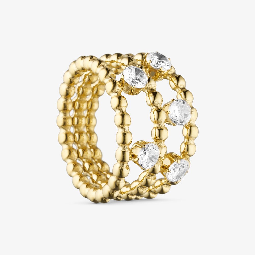 Wolff Jewelry Denmark Fingerring - Crystal Ring - 18 karat guldbelagt - 7/54 - Diversita -