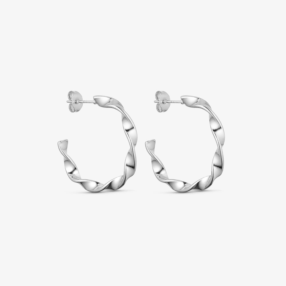 Wolff Jewelry Denmark Øreringe - Big Twistet Hoops - Sølvfarvet - 30 mm - Diversita -