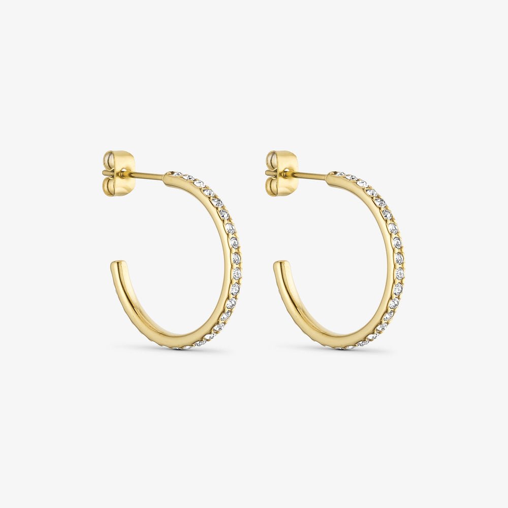 Wolff Jewelry Denmark Øreringe - Crystal Hoops - 18 karat guldbelagt - Onesize - Diversita -