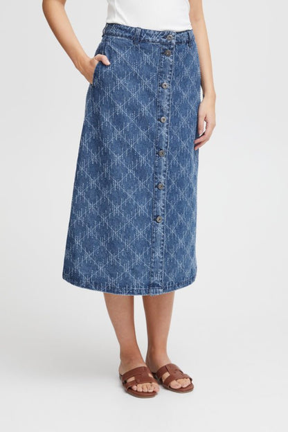 Ichi Nederdel - Ihaski Skirt Medium Blue - 34 - - Diversita -