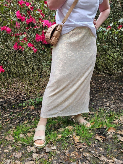 Liberte Essentiel Nederdel - Paige Skirt Creme Sequins "NYHED" - XS - - Diversita -