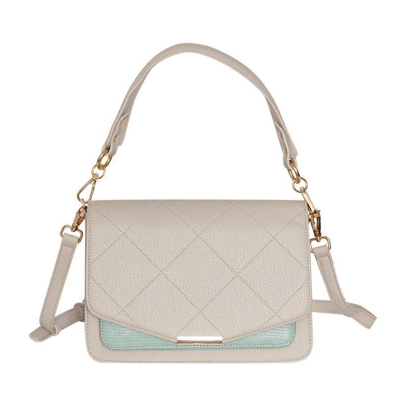 Noella Håndtaske - Blanca Multi Compartment Bag Mint Lizard / Grey - Højde: 18 cm Bredde: 26 cm Dybde: 10 cm - Diversita -