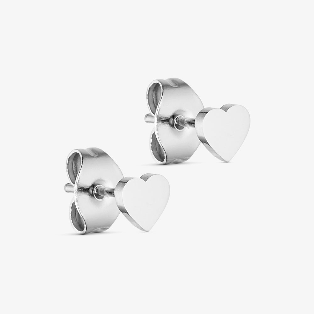 Noella Øreringe - Heart Stud - Sølvfarvet - 4 mm - Diversita - 