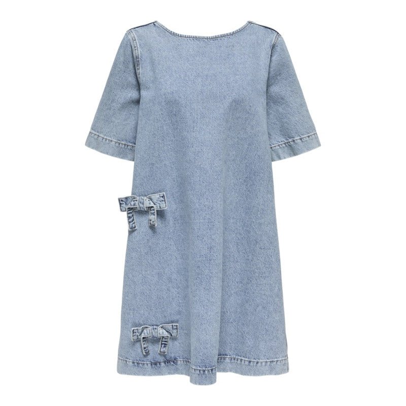 ONLY Kjole - Onlgigi Bow S/S A - Shape Dress Dnm Cro "PREORDER UGE 18" - XS - Diversita - 