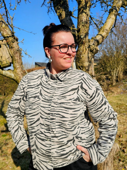 ONLY Skjorte - Onlcassie Ls Zebra Shirt Dnm Sik - XS - Diversita - 