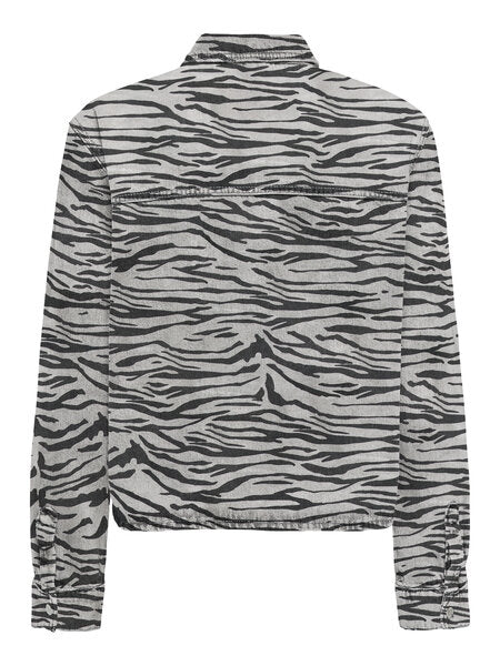 ONLY Skjorte - Onlcassie Ls Zebra Shirt Dnm Sik "PREORDER JANUAR" - XS - Diversita - 