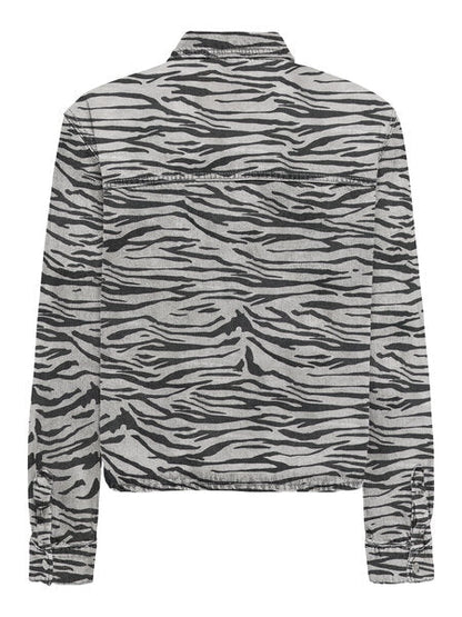 ONLY Skjorte - Onlcassie Ls Zebra Shirt Dnm Sik "PREORDER JANUAR" - XS - Diversita - 