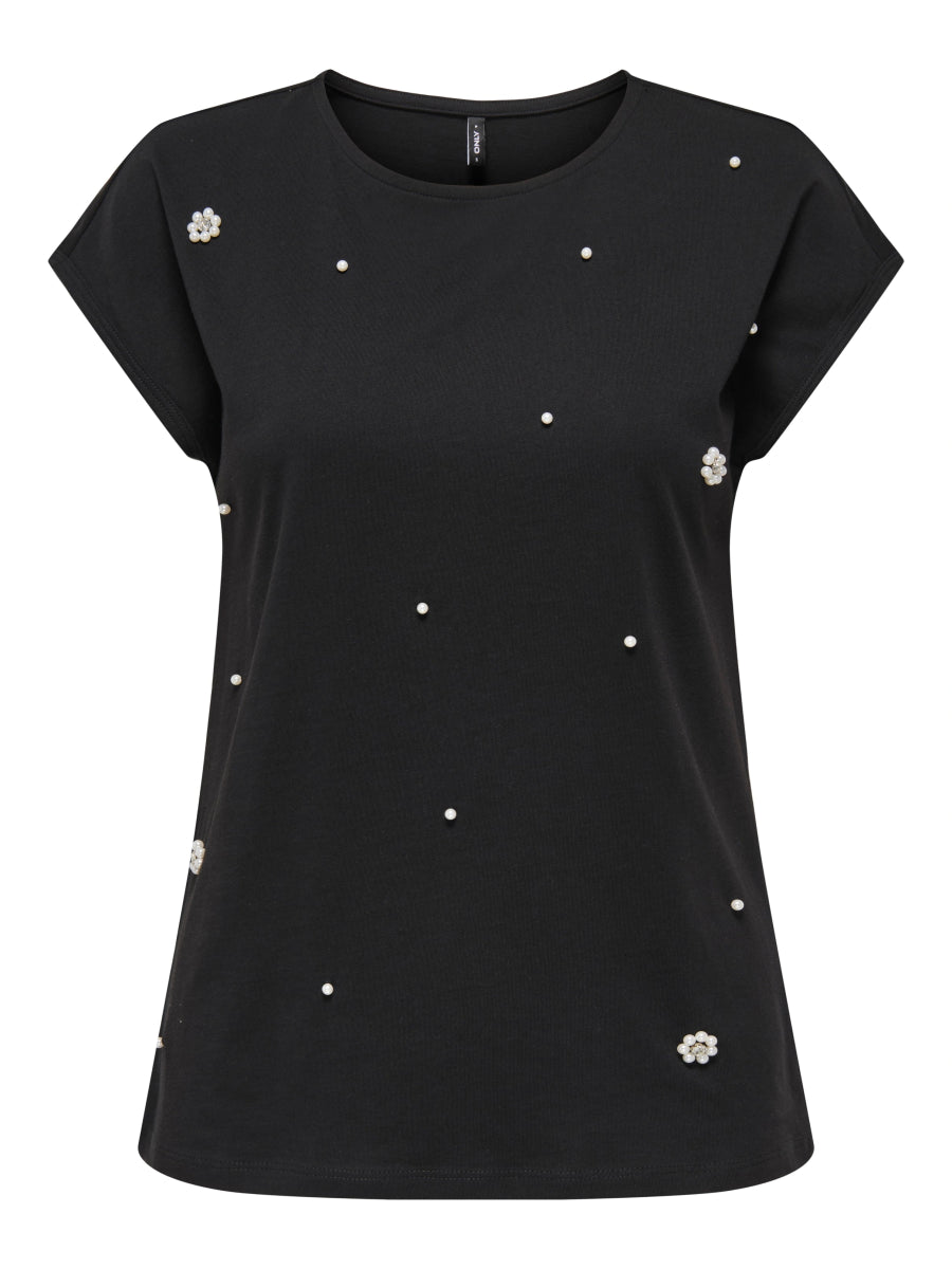 ONLY T-shirt - Onlmatti Top Sort "PREORDER SLUT MAJ" - XS - Diversita - 