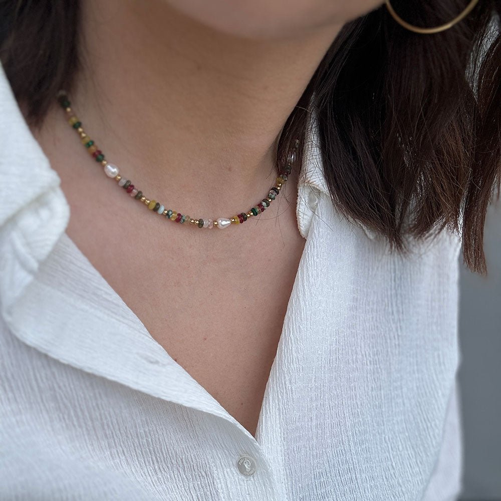 Wolff Jewelry Denmark Halskæde - Color Pearl Necklace - Mix - 40+5 cm - Diversita - 