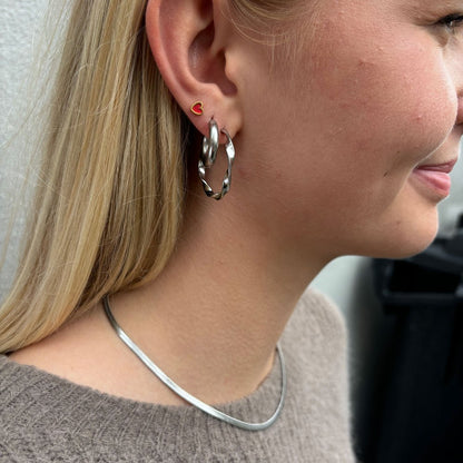 Wolff Jewelry Denmark Øreringe - Big Twistet Hoops - Sølvfarvet - 30 mm - Diversita - 