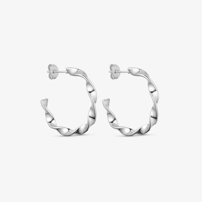 Wolff Jewelry Denmark Øreringe - Big Twistet Hoops - Sølvfarvet - 30 mm - Diversita - 