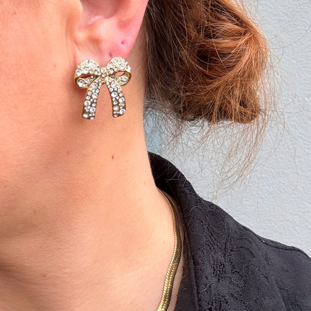 Wolff Jewelry Denmark Øreringe - Bow Glitter Earring - 18 karat guldbelagt - Onesize - Diversita - 