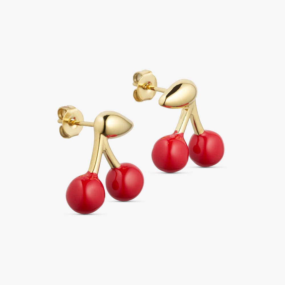 Wolff Jewelry Denmark Øreringe - Cherry Red Stud - 18 karat guldbelagt - 12 × 12 - Diversita - 