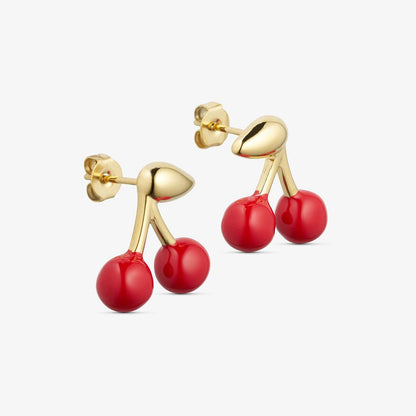 Wolff Jewelry Denmark Øreringe - Cherry Red Stud - 18 karat guldbelagt - 12 × 12 - Diversita - 