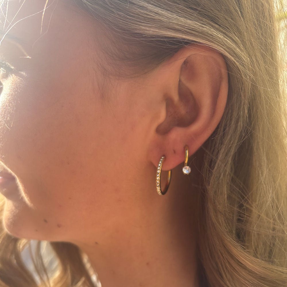Wolff Jewelry Denmark Øreringe - Crystal Hoops - 18 karat guldbelagt - Onesize - Diversita - 