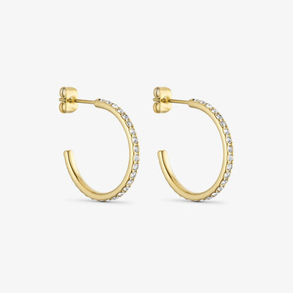 Wolff Jewelry Denmark Øreringe - Crystal Hoops - 18 karat guldbelagt - Onesize - Diversita - 