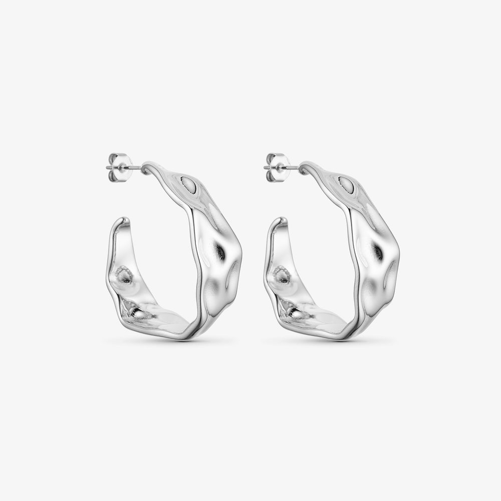 Wolff Jewelry Denmark Øreringe - Fanny Hoops - Sølvfarvet - 30 mm - Diversita - 